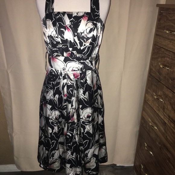 White House Black Market Floral Halter Silk Dress - Picture 2 of 8
